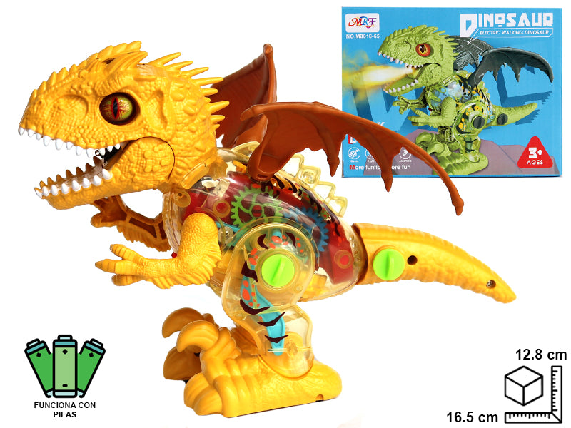 DINOSAURIO CON SONIDO Y LUZ A PILA EN PLASTICO DIM:16.5*8.7*12.8CM 16.5*8.7*12.8CM