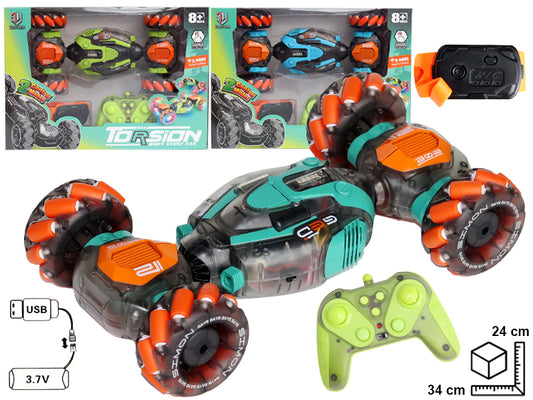 CARRO A CONTROL REMOTO CON BATERIA   RECARGABLE USB DIM:34*24*10CM 34*24*10CM
