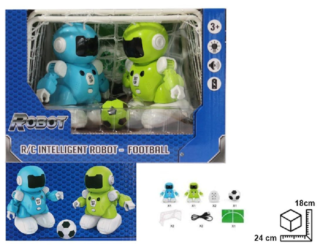 ROBOT FUTBOLISTA *2 CONTROL CON BATERIA RECARGABLE USB DIM:24X18X16.5CM